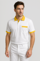 Polo unisex "BSC" bianca con taschino