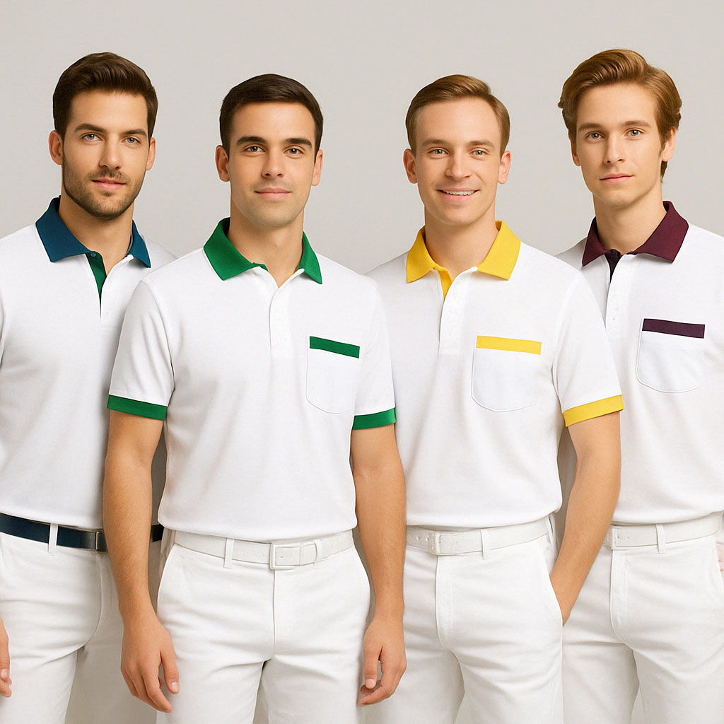 Polo unisex "BSC" bianca con taschino