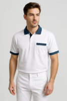 Polo unisex "BSC" bianca con taschino