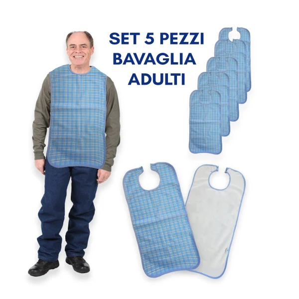 Bavaglia adulti con bottoni trilaminata semi assorbente