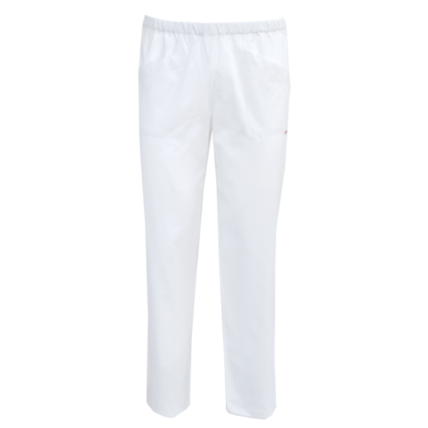 pantalone da lavoro per personale sanitario di colore bianco con elastico